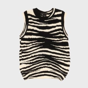Zebra Striped Wool Knit Vest