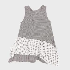 Striped Polka Dot Asymmetric Dress