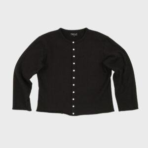 Cropped Cotton Fleece Snap Cardigan