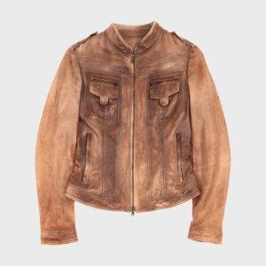 Lamb Leather Fitted Moto Jacket